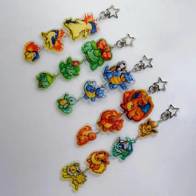 Акриловые брелоки-подвески для сумок Cyndaquil, Quilava, Typhlosion, Bulbasaur, Ivysaur, Venusaur, Squirtle: коллекционные сувениры и подарки