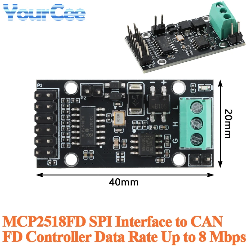 2pcs/1pc MCP2518FD SPI Interface to CAN FD Controller Controll Board Module SPI to CANFD MCP2518 Data Rate up to 8 Mbps