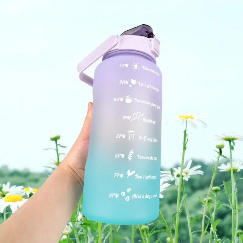 3PCS Water Bottle with Straw Portable Travel Camping Bottles Fitness Bike Cup Summer Cold Water Jug with Time Marker Reusable