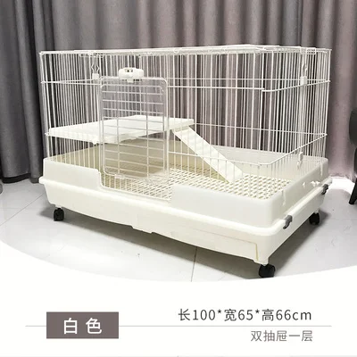 Luxury Double Layer Rabbit Villa Double Drawer Anti-Splash Urine Cage For Rabbit Guinea Pig