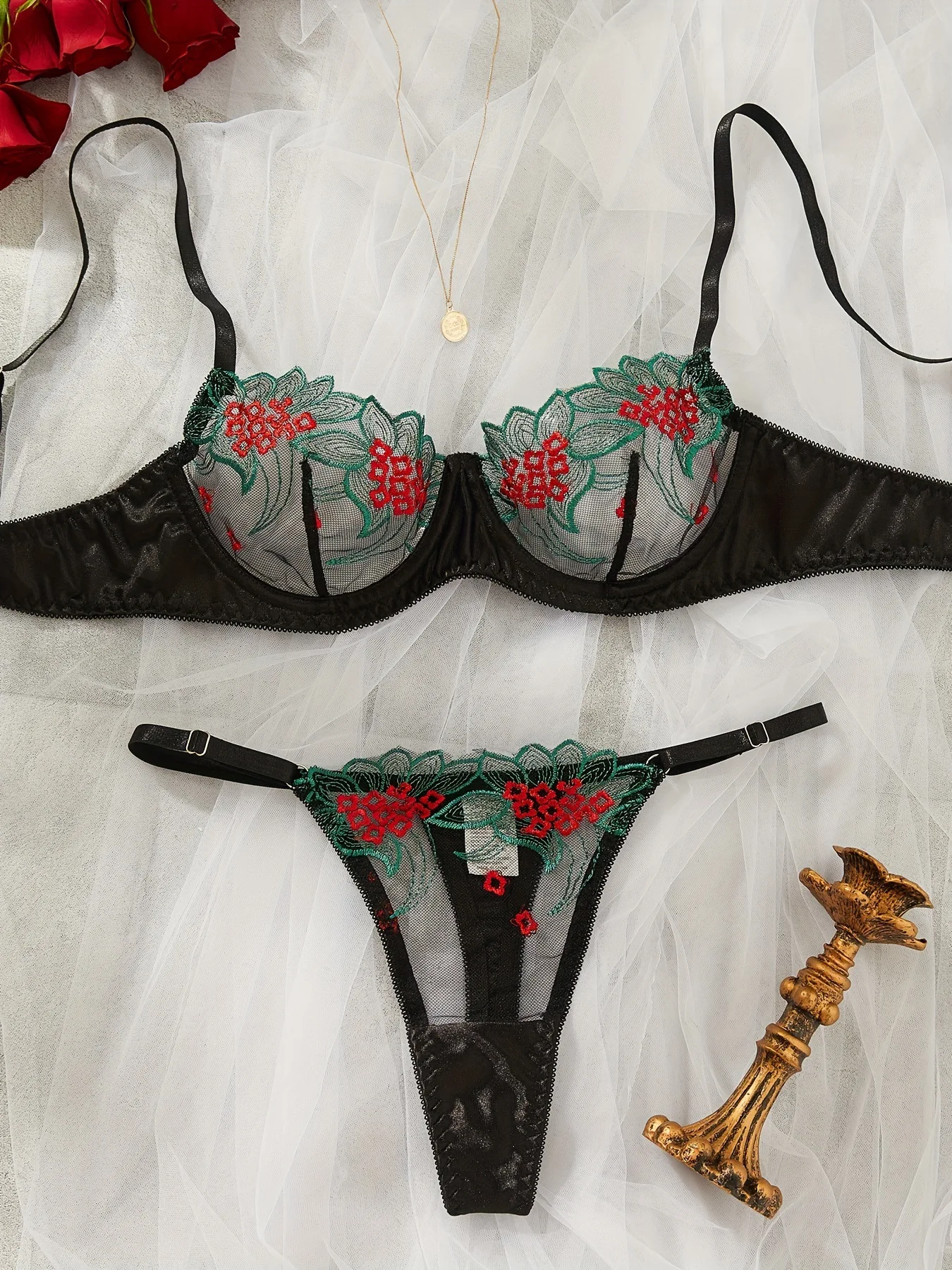 Ellace Fancy Lingerie Bloemen Kanten Bh Set Bilizna Luxe Goed Uitziende Ondergoed Sexy Erotische Fee Fijne Kant Exotische Sets