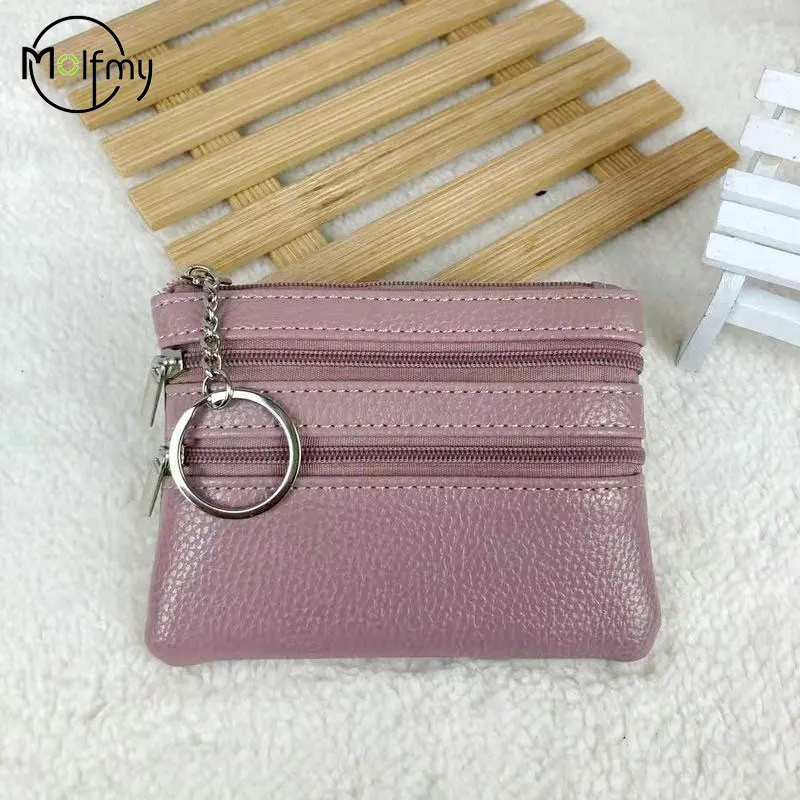 Women Coin Purse Lightweight Small Wallet Change Purses Double-layer Zipper Money Bags Children Mini Wallets Leather Key Holder