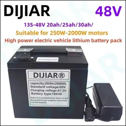 Full Capacity 48V 20Ah, 25Ah, 30Ah, 18650 Lithium Battery Combination Suitable for 250-3000W Electric Use+54.6V 2A Charge