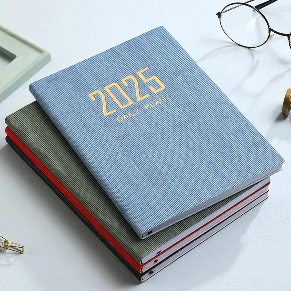 Simple A5 2025 Agenda Book with Calendar PU Leather Cover 2025 Planner Notebook Daily Weekly Monthly Planner Notebook