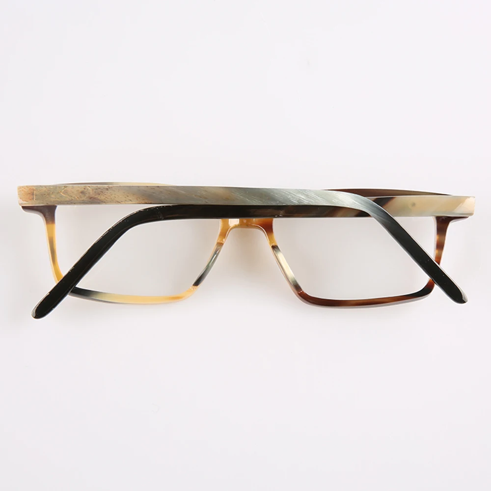 Square Vintage Stripes Handmade Reading Eyewear Genuine Natural Horn Prescription Glasses Frame Myopia Business Eyeglass Frame