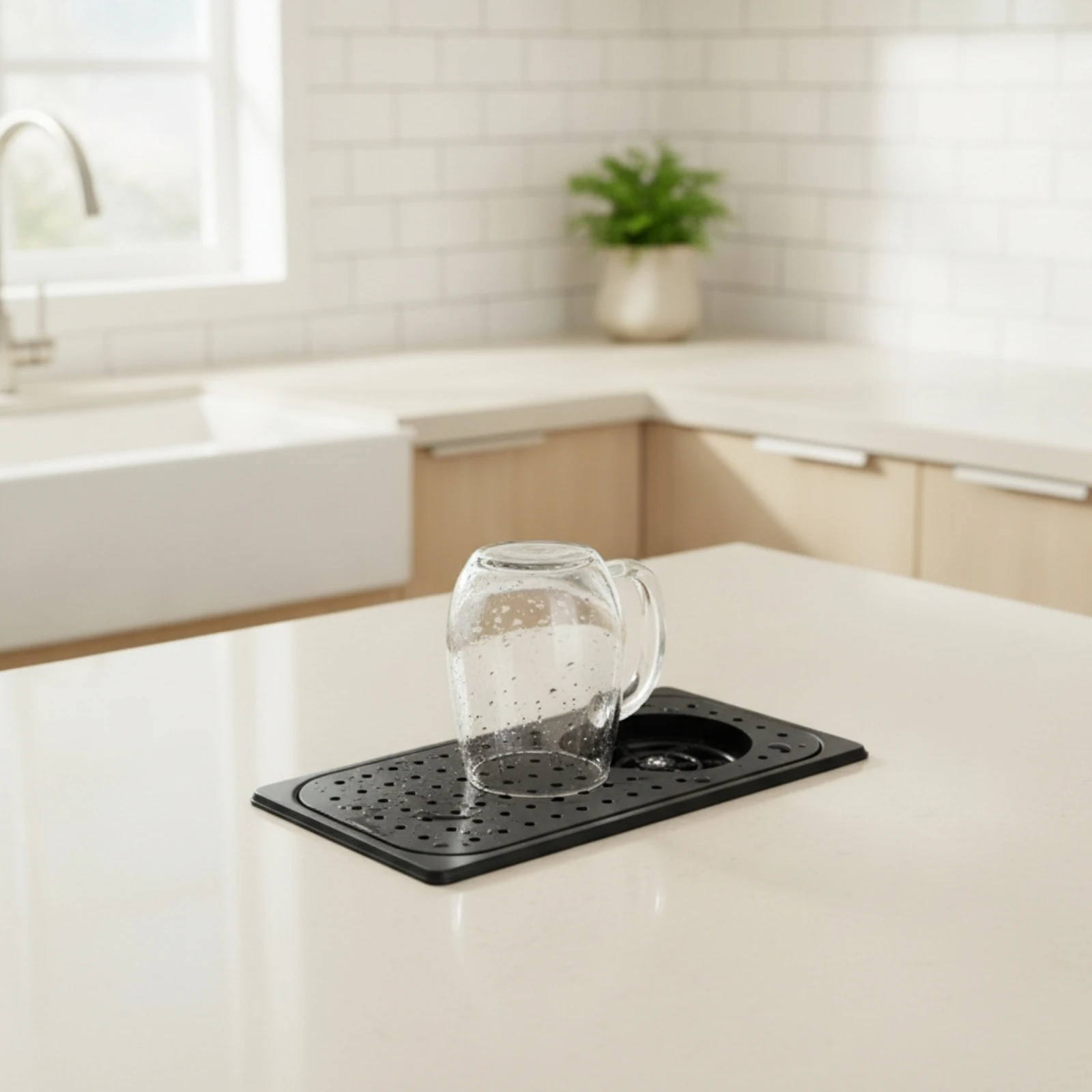 Bar Cup Washer with Perforated Panel Slim-Profile Inset Cup Washer Bar Glass Rinser High-Pressure Countertop Glass Rinser