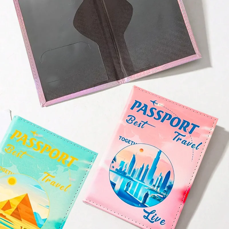 

2025 new UV Color Printing Global Passport Cover Passport Holder Ticket Clip Passport Wallet Travel Wallet ID Card Holder Unisex