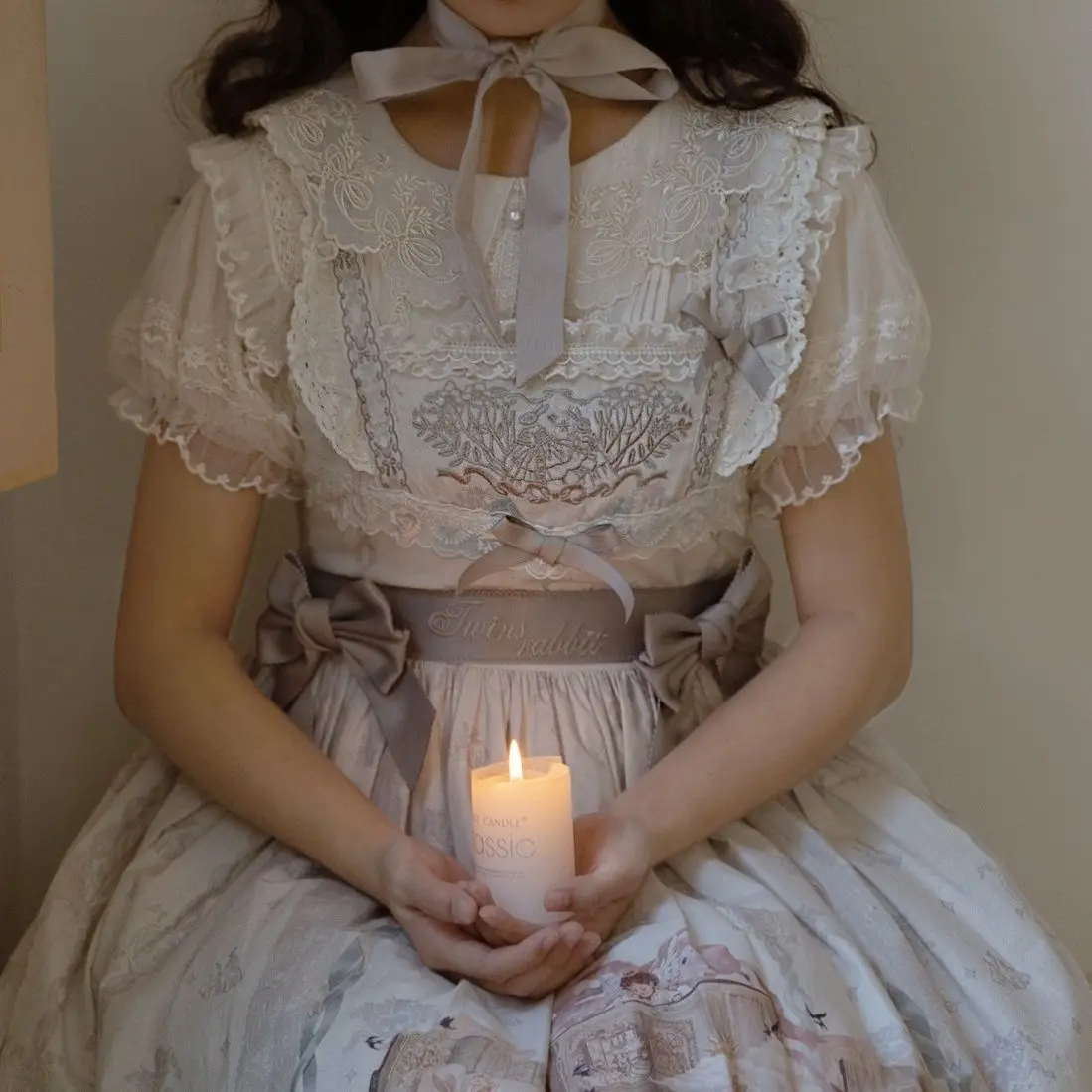 

Изысканная кружевная блузка Coalfell для женщин в стиле Лолита с короткими рукавами и внутренней рубашкой