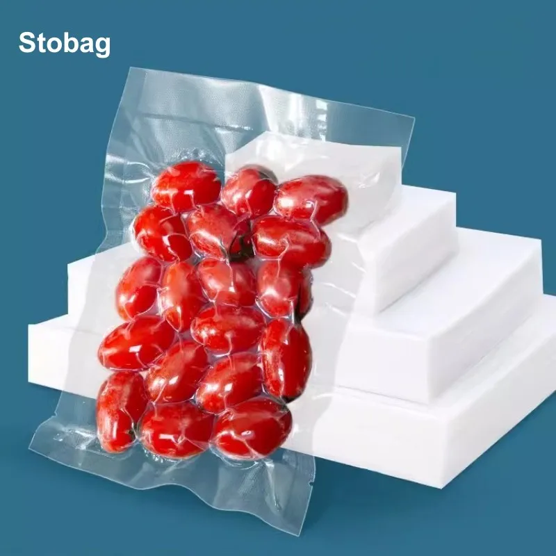 StoBag 100pcs Transparent Food Vacuum Packaging Bags Sealed Small Plastic Dried Fruit Storage Clear Pouches Keep Fresh Household