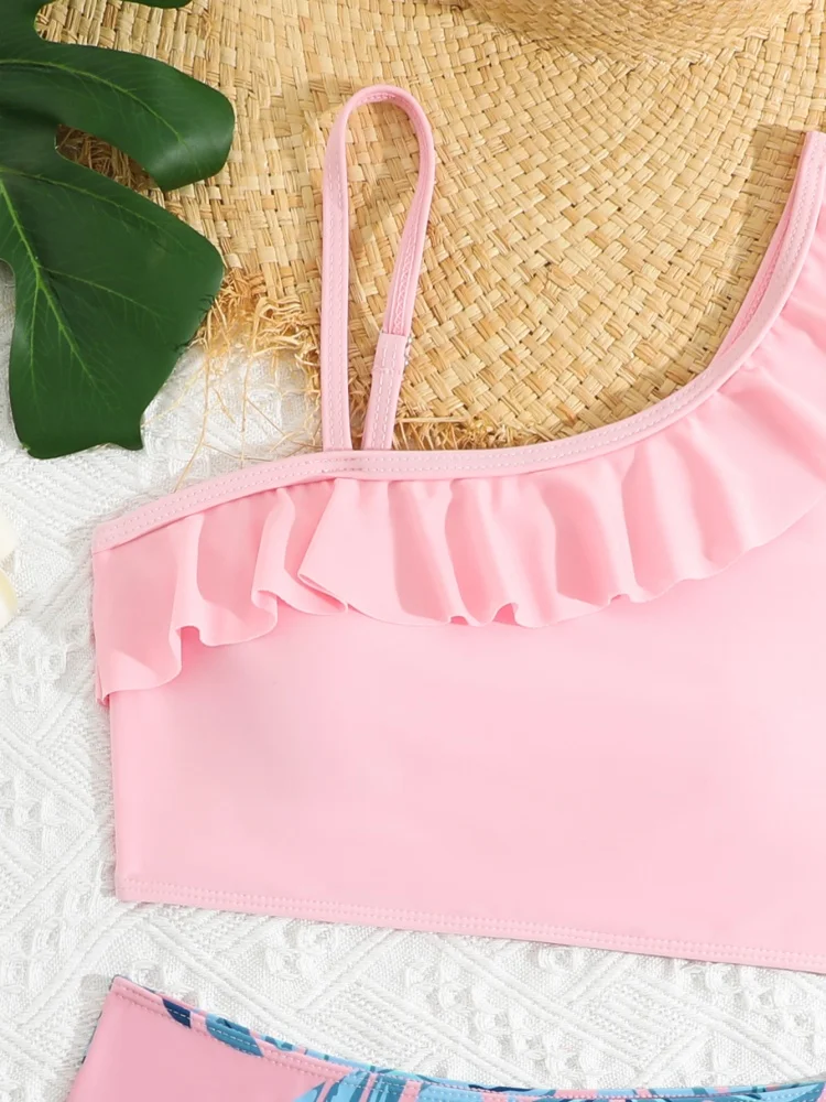 Bikini Kids Girls Swimsuit 2026 New Ruffle Sling Bikinis Set Children Swimwear Summer Beach Cover Up Bathing Suit For Swimming