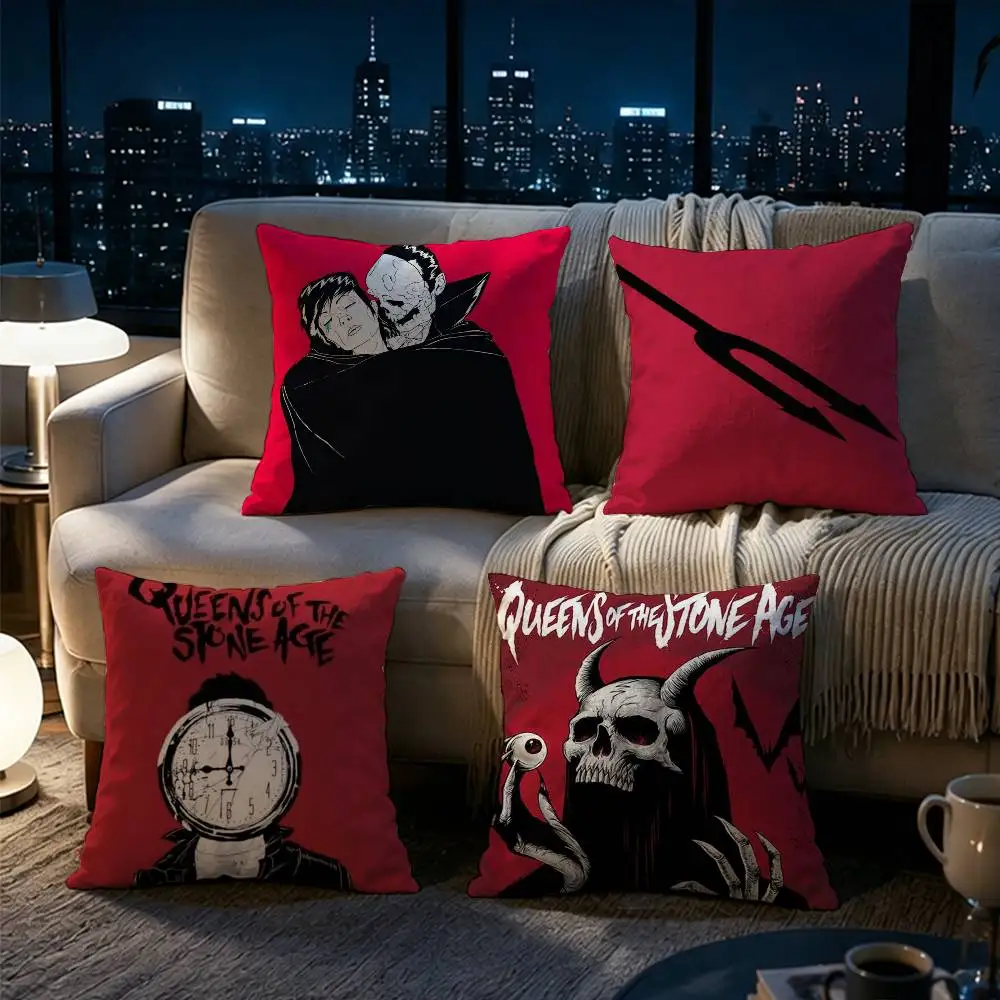 Queens Of The Stone Age Pillow cover Soft Microfiber Pillowcase Home Sofa Decor Surprise Decorative printed.