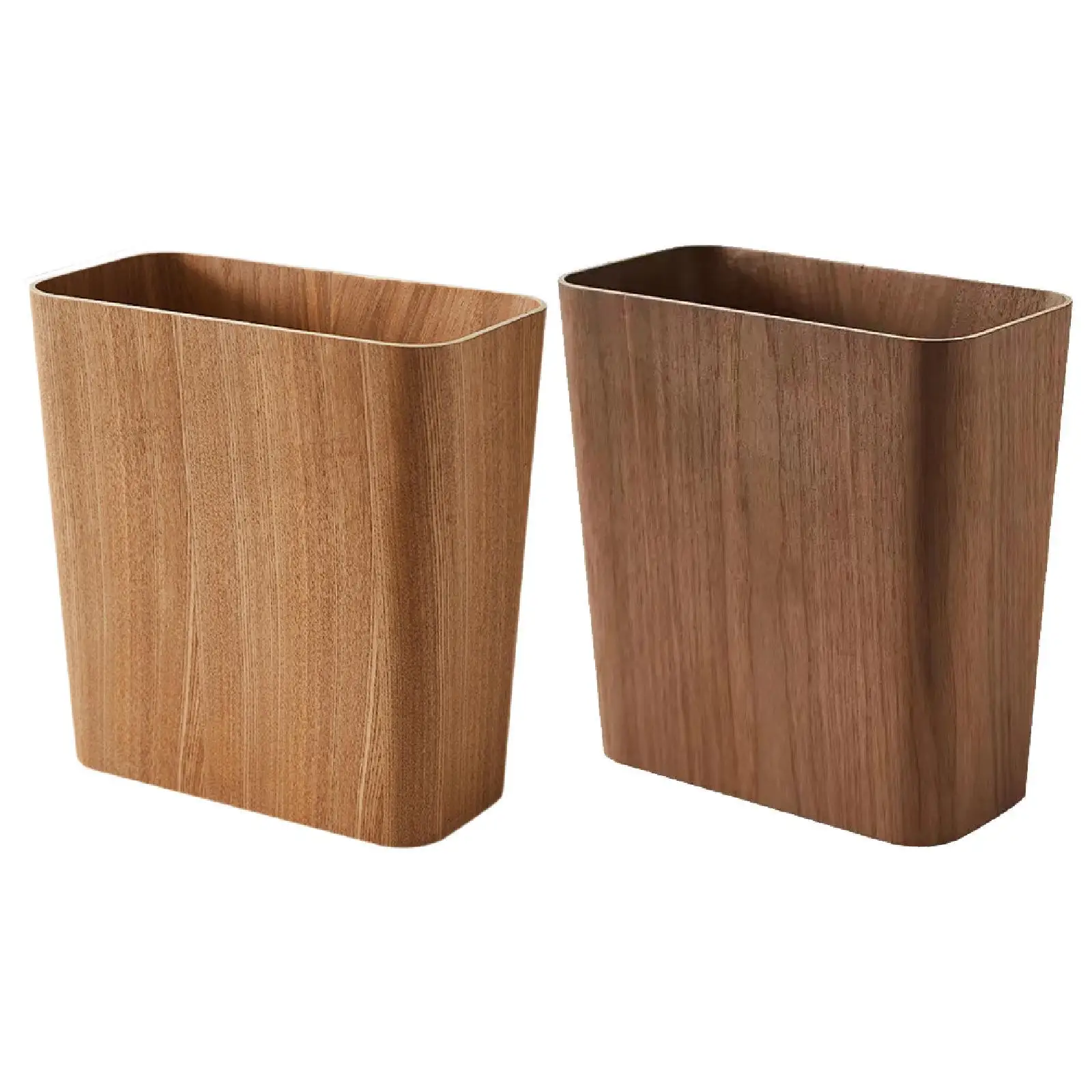 Rubbish Bin Rustic Recycle Bin Wood Open Trash Can for Kitchen Office Home