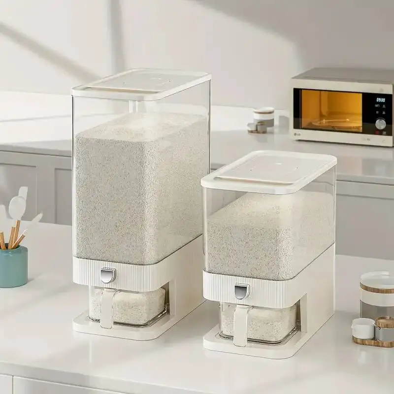 حاوية واحدة لحبوب الأرز، حاوية تخزين الحبوب ذات سعة كبيرة، دلو أرز منزلي قابل لإعادة الاستخدام مع الآفات والمو