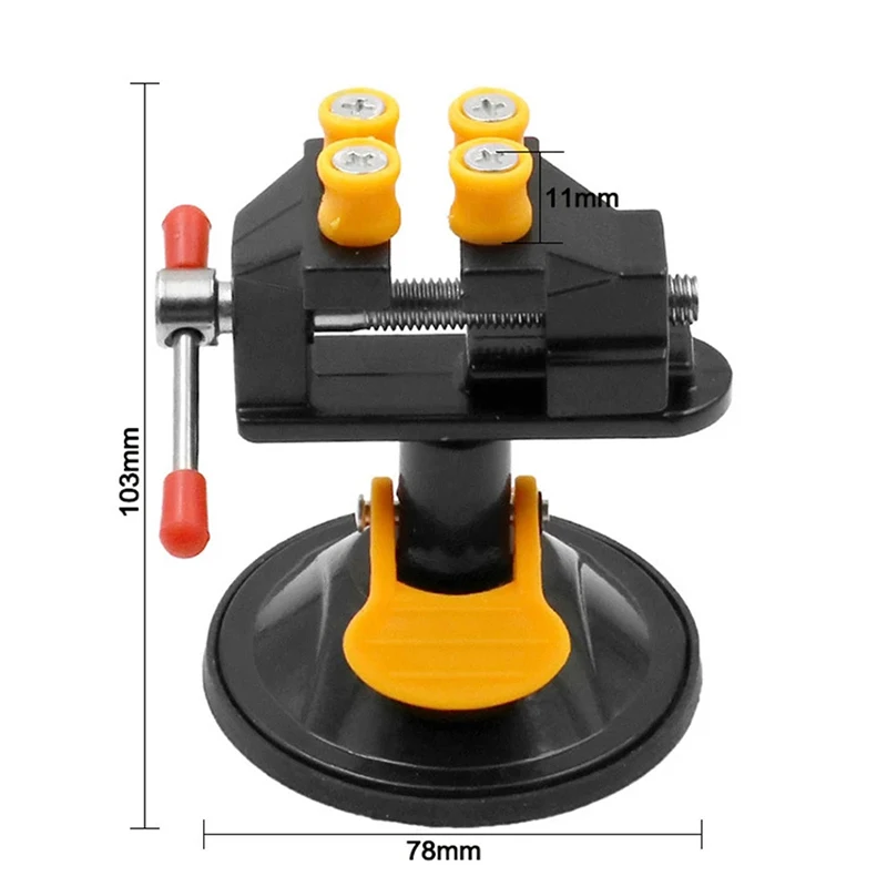 Vacuum Base Vise 0-30mm Jaw Width Pivots Multi-Angle Rotate 360 Degree, Portable Table Vise for Various Smooth Work Surfaces