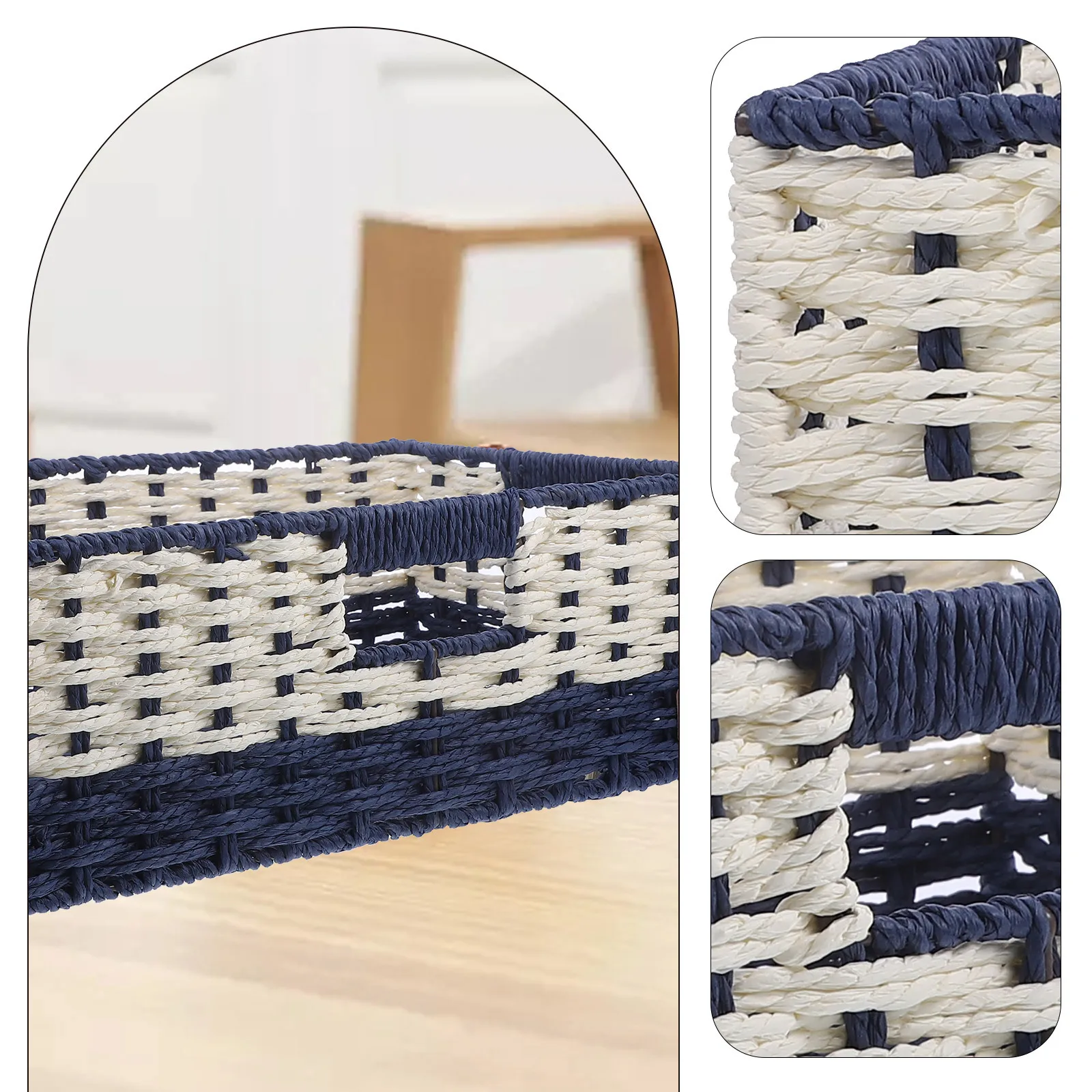 

Large Capacity Woven Storage Basket Household Storage Bin Desktop Organizer Container for Kitchen Bathroom Living Room