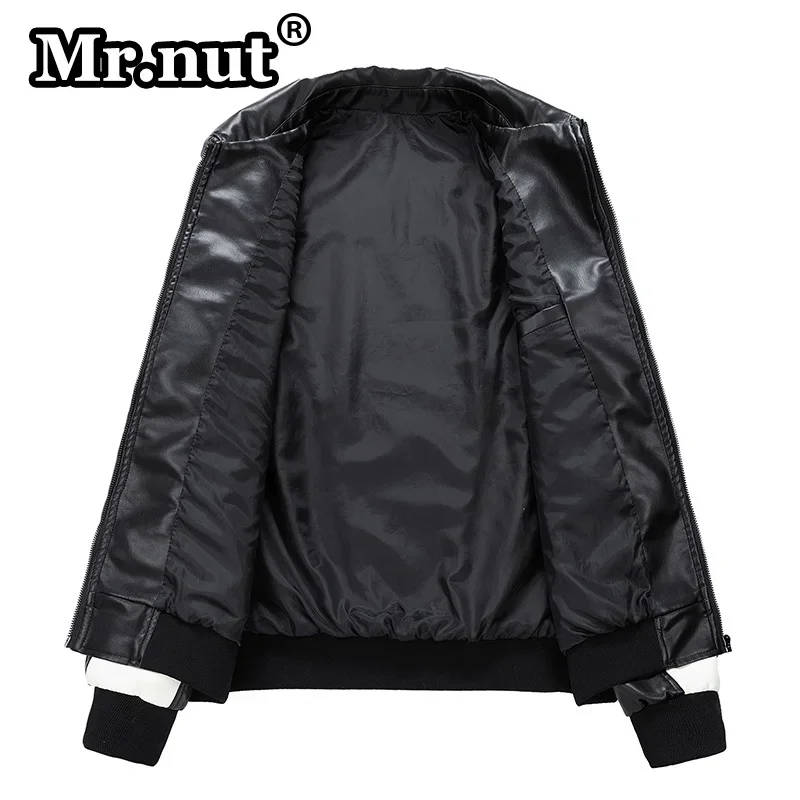 Mr.nut Outdoor Men's Bomber Leather Jacket Autumn Winter Motorcycle Aviator Clothing Man Splicing Biker Rider Racing Jackets