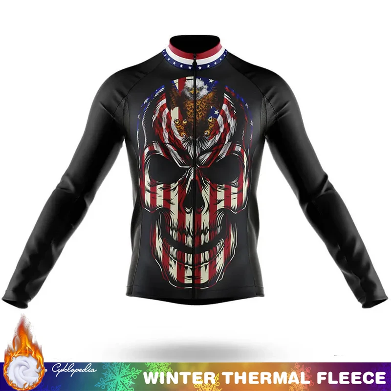 

SKULL Winter Cycling Jersey Men Thermal Fleece Jackets Termal Road Bicycle Clothing Cycle Uniform Man Clothes Mtb Bike Men's