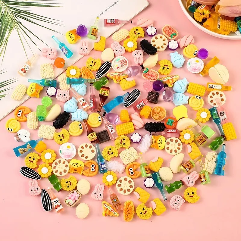 

100pcs Mini Food Resin Blind Box Creative Home Kitchen Food Accessory Model Decoration Desktop Statue Blind Bag Holiday Gift