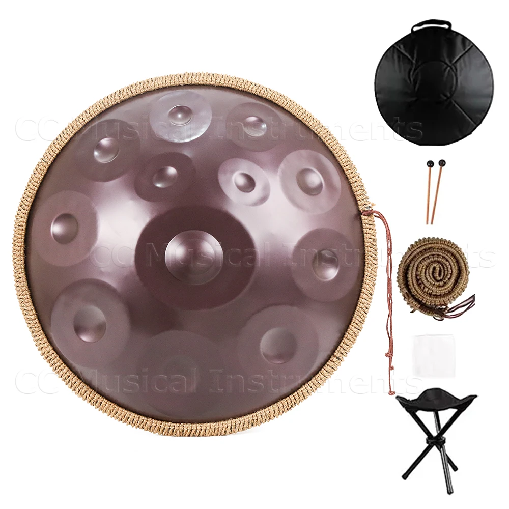 Purple handpan drum 22inch D minor 9/10/12/14 tones tambor yoga meditation music drum instrument beginner steel tongue drum gift