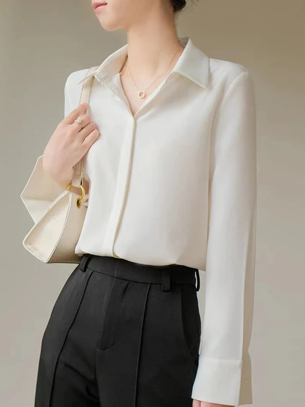 アウトレットストア シルク混紡 ロングスリーブ レディース イルト プロフェッショナル 通勤 スタイリッシュ 多用途 キャリアブラウス 春シーズン ファッション