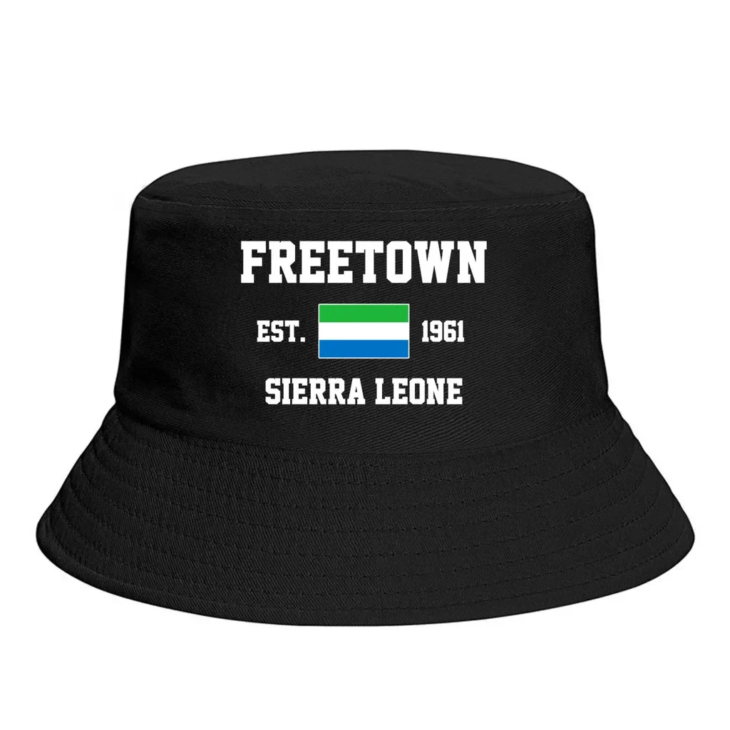Bucket Hat Sierra Leone EST 1961 Freetown Emblem Flag Sun Shade Cool Outdoor Summer Fisherman Cap Fishing Hat
