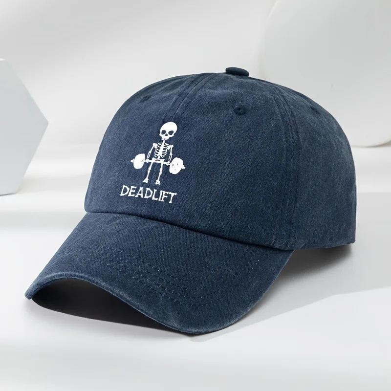 Men SVintageStyle Adjustable Baseball Cap with Cool Skull Print- Durable PolyesterPerfect for Outdoor Sports& TravelBaseball Cap