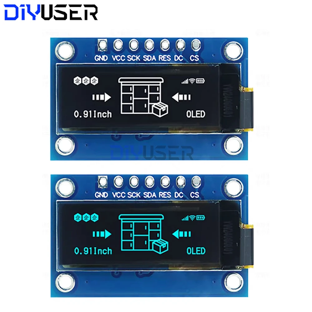 Moduł wyświetlacza OLED 0,91 cala 128x32 SSD1306 SPI/I2C Biało-Niebieski do Arduino Raspberry Pi ESP32 ESP8266 DIY