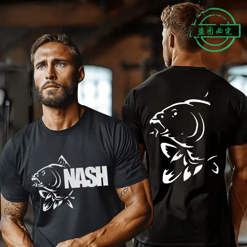 Men Summer Fashion Harajuku Short Sleeve  Streetwear Black T-shirts Funny Fishinger Carp Fish Fisherman Sporter T Shirts
