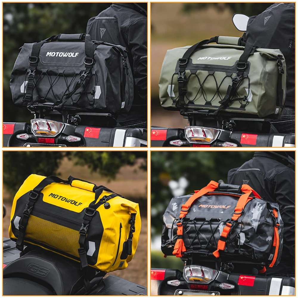 مقاوم للماء 40L 66L 90L دراجة نارية الذيل حقيبة العالمي عودة حقيبة المقعد سكوتر السفر الدراجات الرياضة الأمتعة حقيبة جافة لفة حزمة