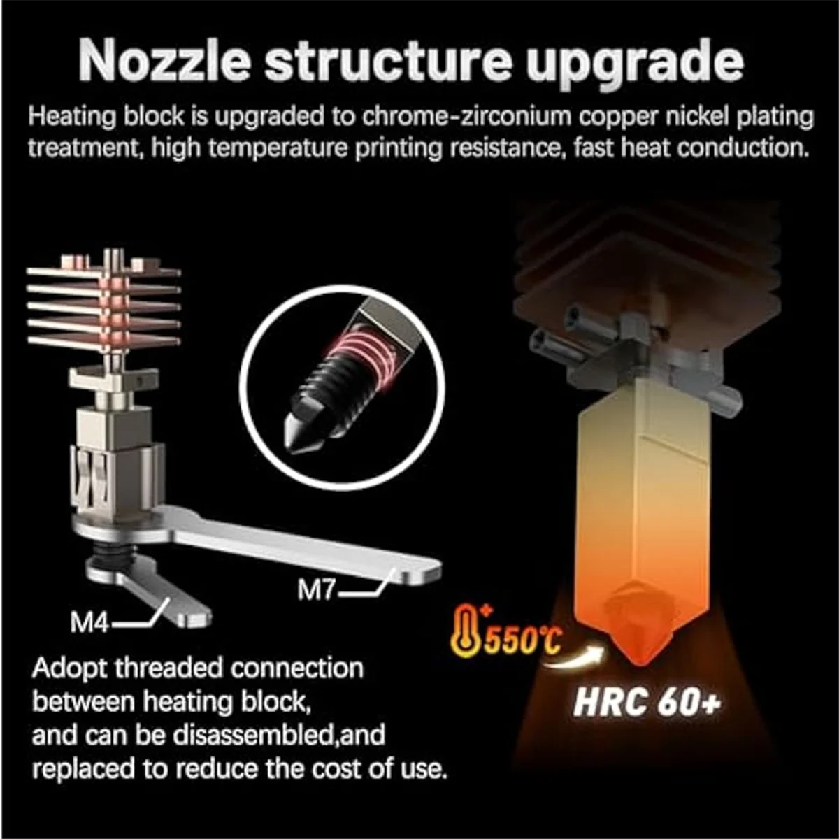 For Bambu Lab V3.0 High Flow Temperature Hotend 3D Printer,24V 60W Ceramic Heater Hot End Kit with Nozzle 0.4/0.6mm image 4