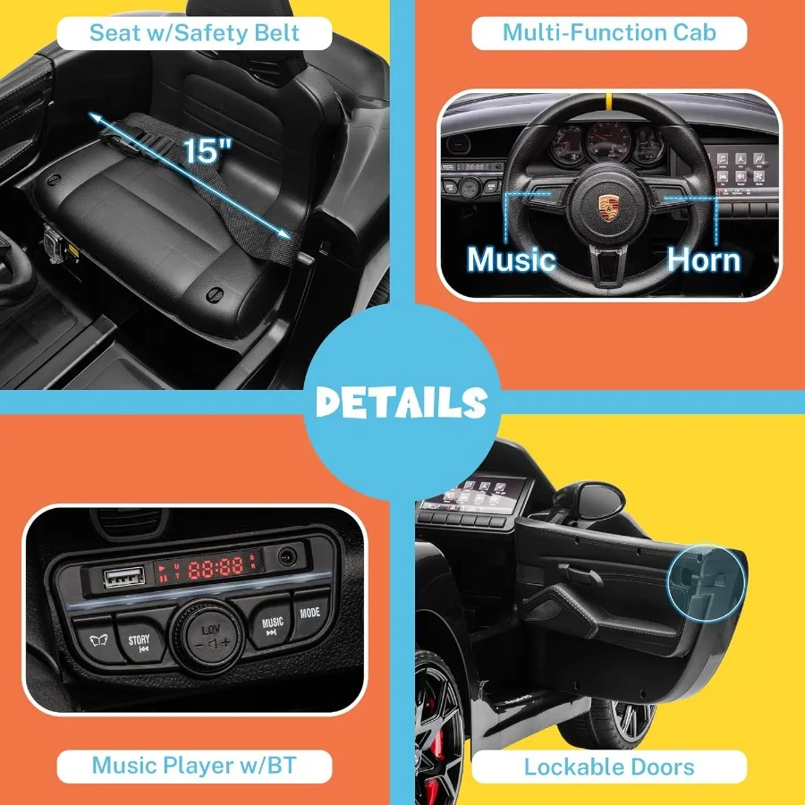 リモコン付き子供用電動乗用車、幼児向け12V乗用玩具、トレーラーホイール付き電動車両