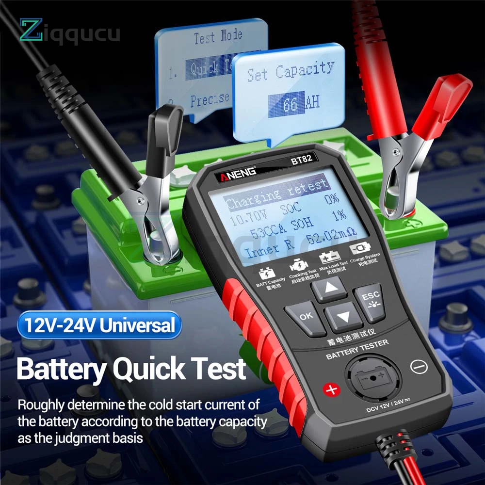 BT82 Digital  Car Battery Tester Portable Circut Test Analyzer Battery Detector Auto Motorcycle Fault Testing Battery Tool