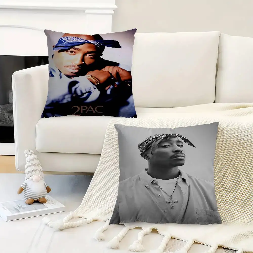 

Famous Hip Hop Rapper 2PAC Tupac Star Pillow Covers Cartoon Sofa Decorative Home Double-sided Printing Short Plush Cushion Cover