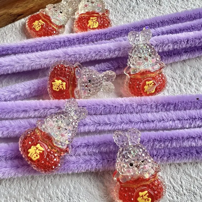 50pcCartoon Lucky Cat With The Character Glue-On Hair Accessories Handmade Hair Clips Diy MaterialResin Accessories