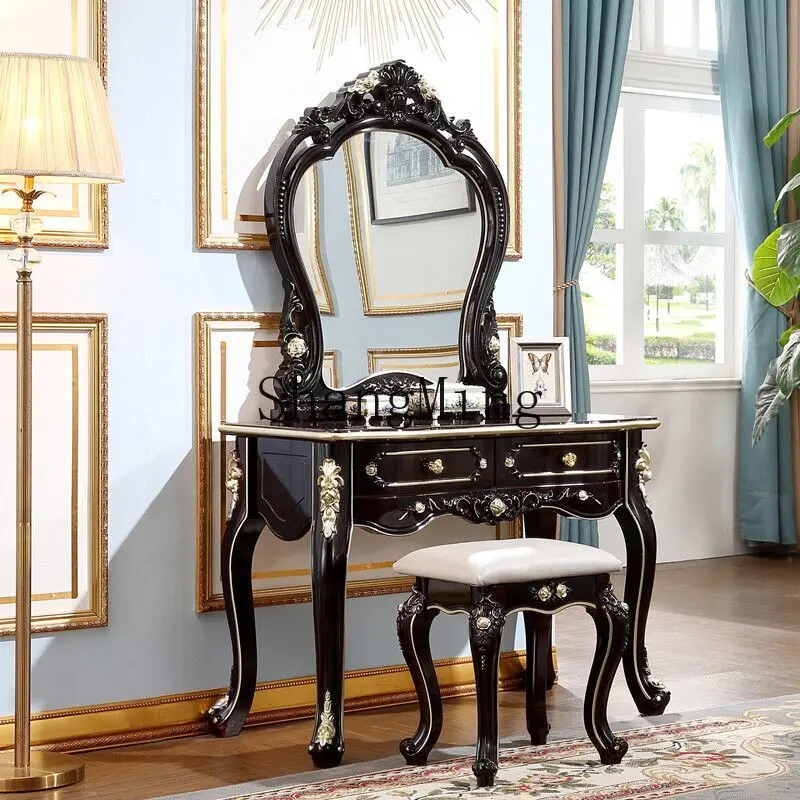 

ZYY bedroom dressing table modern simple dressing table small apartment black neoclassical dressing table