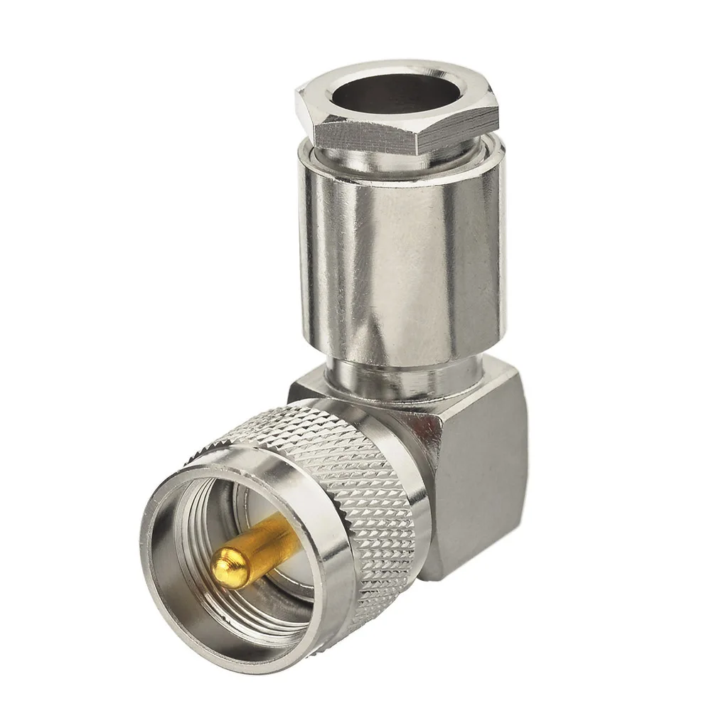 Superbat UHF Male PL259 Right Angle Clamp RF Coaxial Connector for Cable LMR400 RG8 RG213 RG214