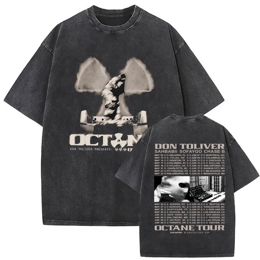 Vintage Washed Don Toliver Octane Album 2026 Merch T-Shirt Herren Hip-Hop Oversized Gothic T-Shirt 100% Baumwolle T-Shirts Streetwear – Detail 6