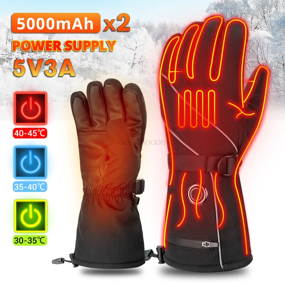 

Electric Heated Gloves Skiing Winter Warm Heated Gloves Warmth Waterproof Rechargeable Heating Thermal Gloves For Snowmobile