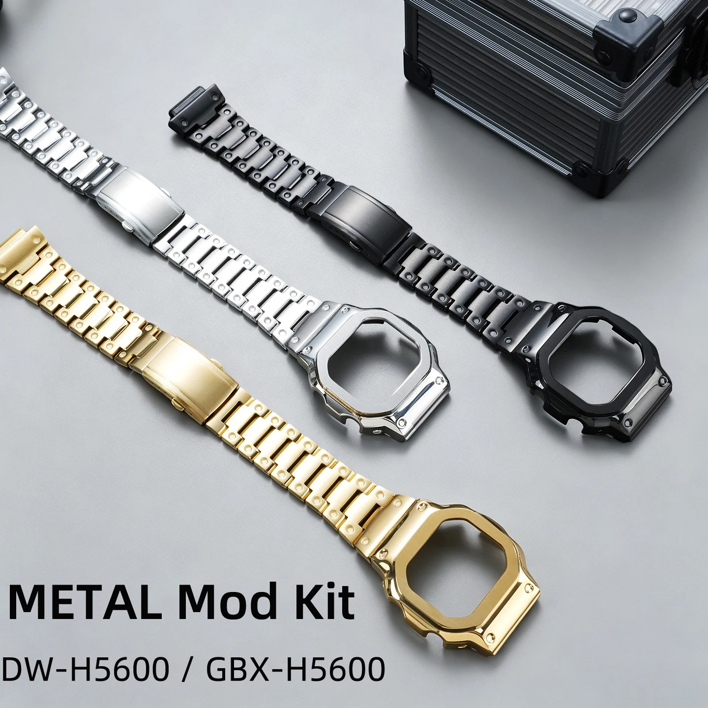 GBX‑H5600 Mod Kit Stainless Steel Case Metal strap Replacement metal bezel watchband kit For Casio DW-H5600 Watch Accessories