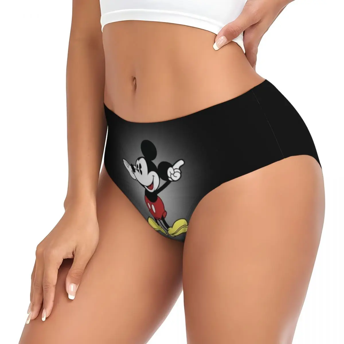 Custom Mickey Mouse Brief Panties Womens Breathable Underwear