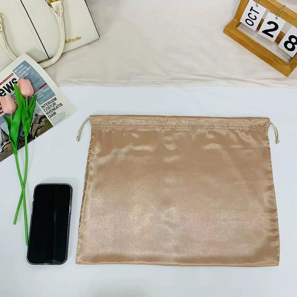 Simple Silk Cloth Dust Bags Dustproof Travel Pouch with Drawstring Thick Drawstring Pouch Handbags
