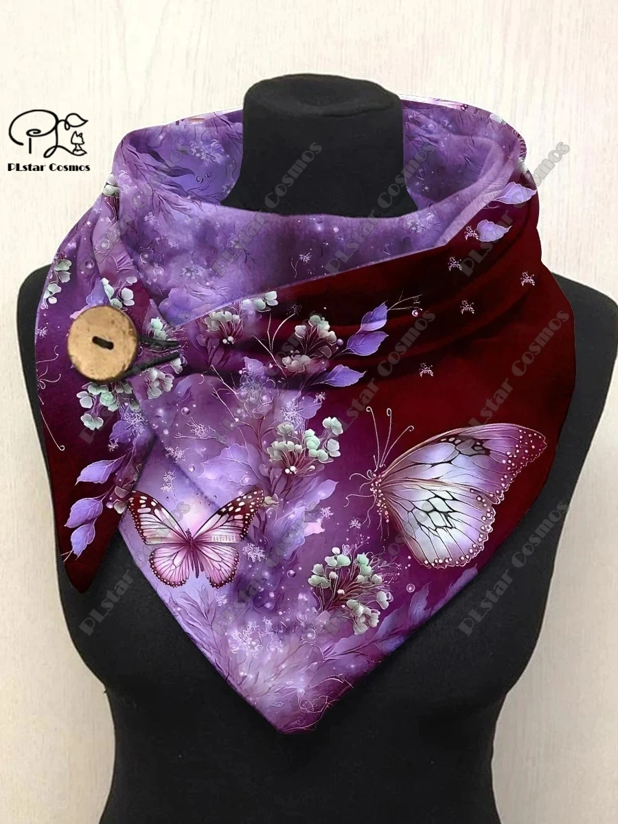 3D printing new animal series bee peacock butterfly bird pattern women's warm shawl spring and winter small triangle scarf