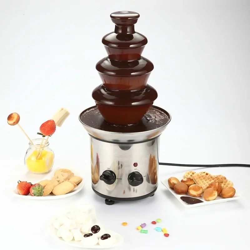 220V/110V Chocolate Fountain Machine Baking Hotel Buffet Small Four Layer DIY Chocolate Waterfall Melting Noodle Sauce Machine