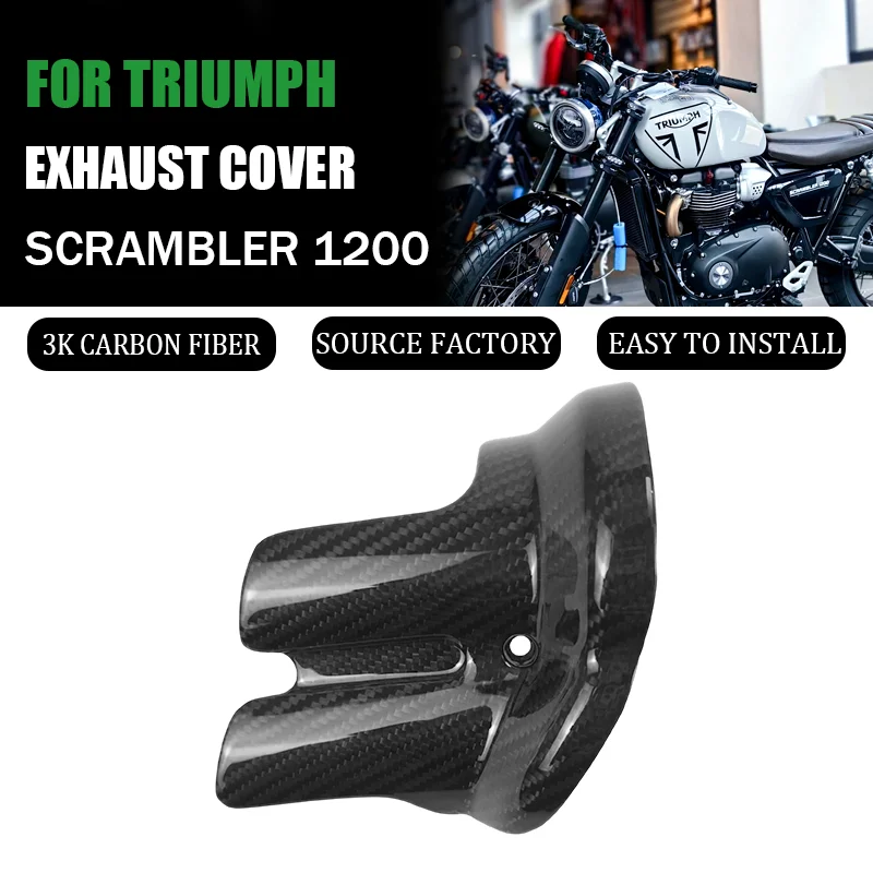 

For Triumph Scrambler 1200 X XE XC 3K Pure Dry Carbon Fiber Exhaust Cover protection Fairing Kit Motorcycle Accessories