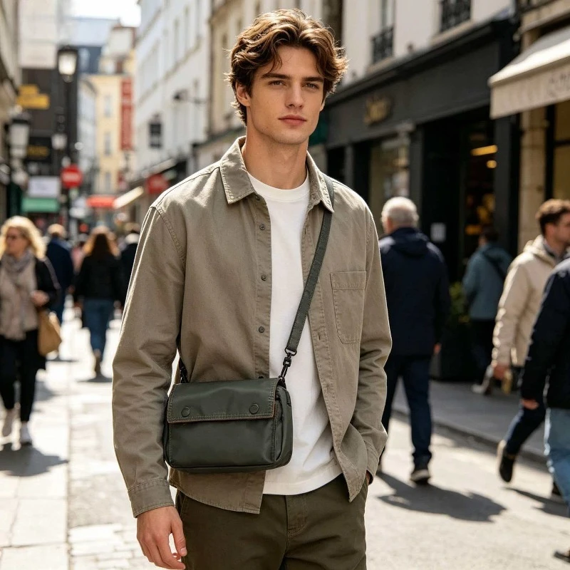 

2026 Classic waterproof crossbody bag, trendy men's bag, nylon casual shoulder bag, versatile waist bag