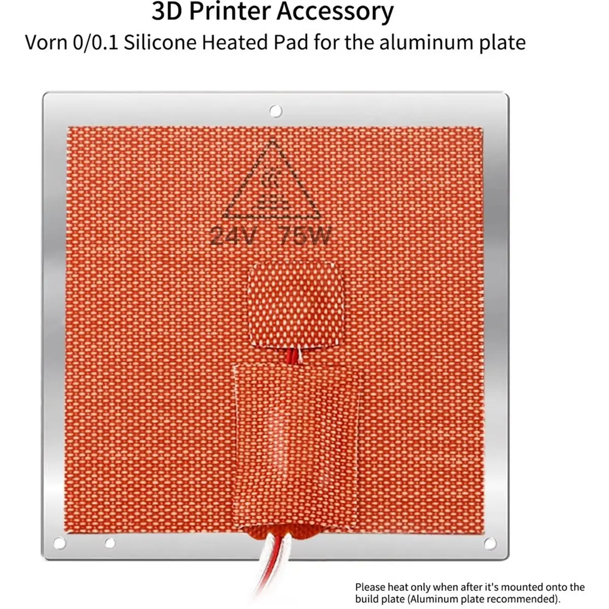 24V 75W 100x100mm Silicone Heating Pad with 100K Thermistor for V0 0.1 0.2 3D Printer