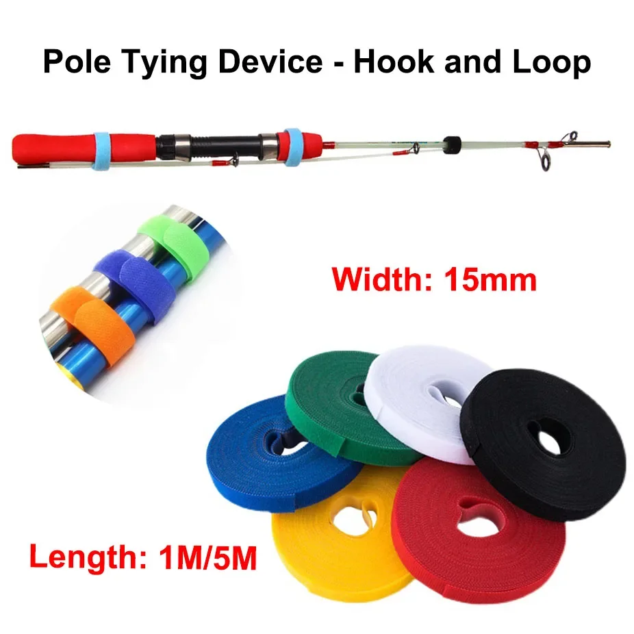 5M/Roll Fishing Rod Tie Holder Strap Suspenders Fastener Hook and Loop Fastener Strapping Outdoor Fishing Tool