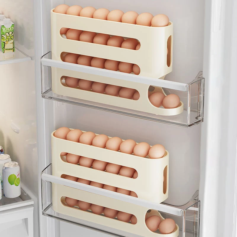 Estante deslizante para huevos, accesorio organizador para refrigerador, caja de almacenamiento, contenedor, organización