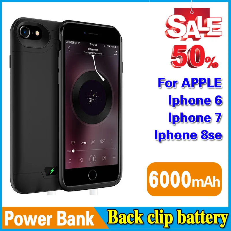 

Back Clip High-Quality Battery 6000mAh Power Bank for Apple iphone 6s/7/8SE Battery Power Case Powerbank