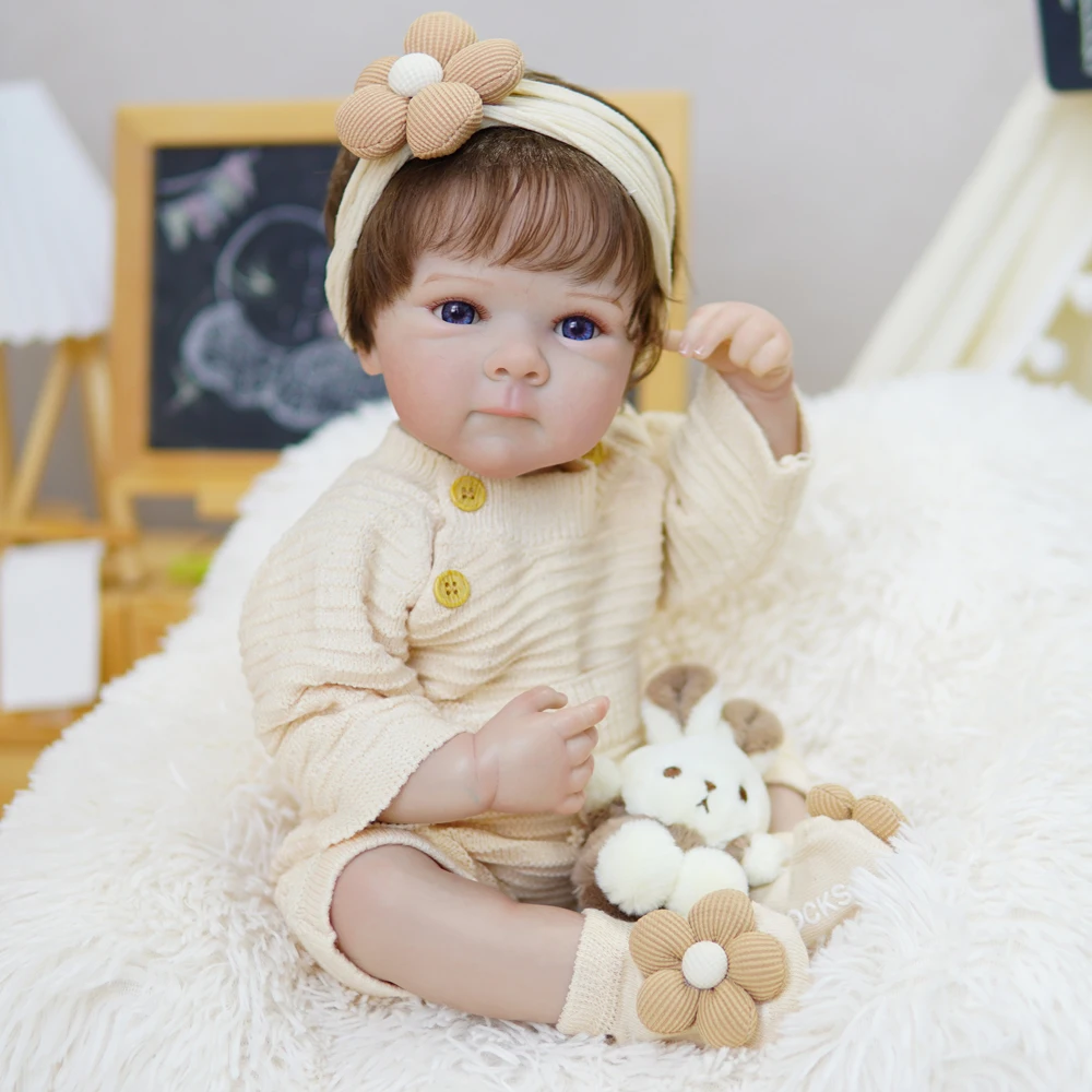 18 Inch Custom Toddler in Stock 3D Painted Skin Boneca Bebe Lifelike Newborn Silicone Vinyl Cotton Realistic Reborn Baby Dolls